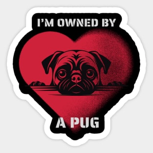 I am Owned by a Pug  Gift for Pug  Lovers Sticker